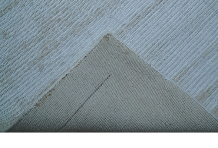 Blue Modern Solid Design Hand Loom 9x12 Art Silk Area Rug - The Rug Decor