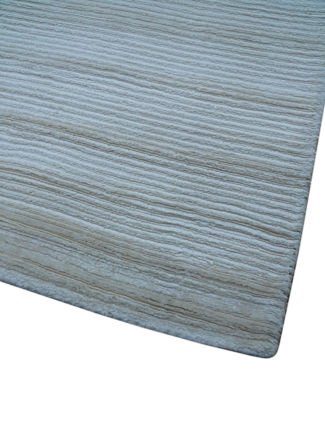 Blue Modern Solid Design Hand Loom 9x12 Art Silk Area Rug - The Rug Decor