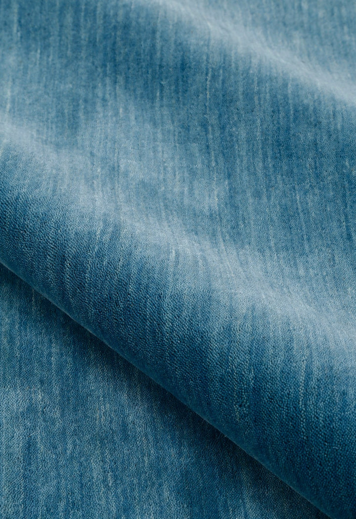 Blue Modern Solid Design Hand Loomed Wool Area Rug - The Rug Decor