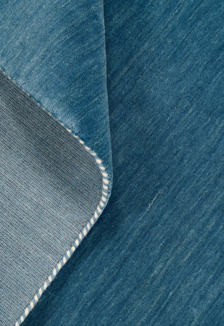 Blue Modern Solid Design Hand Loomed Wool Area Rug - The Rug Decor
