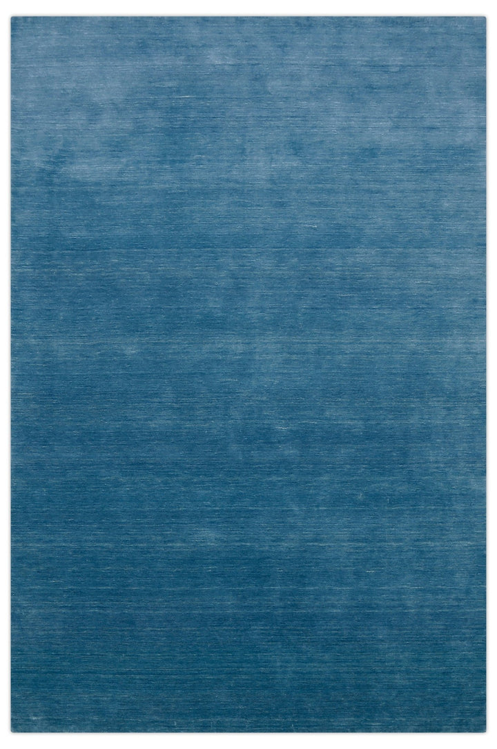 Blue Modern Solid Design Hand Loomed Wool Area Rug - The Rug Decor