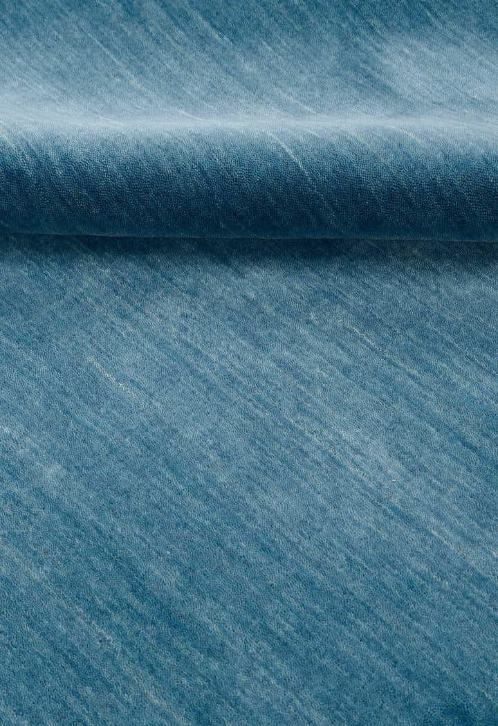 Blue Modern Solid Design Hand Loomed Wool Area Rug - The Rug Decor