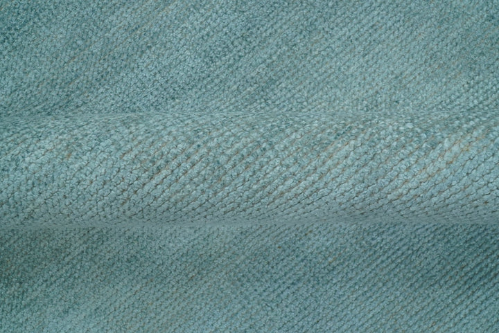 Blue Modern Solid Low Pile Hand Knotted 10x14 Bamboo Silk Area Rug - The Rug Decor
