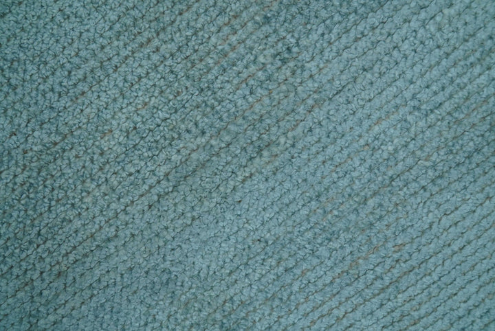 Blue Modern Solid Low Pile Hand Knotted 10x14 Bamboo Silk Area Rug - The Rug Decor