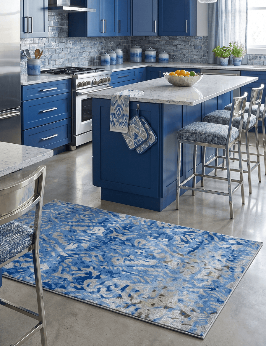 Blue Modern Style Hand Tufted Wool And Viscose 5x8 Area Rug - The Rug Decor