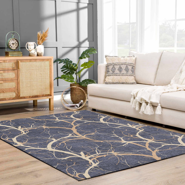 Blue Modern Style Machine Washable Cotton Area Rug - The Rug Decor