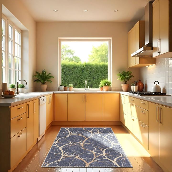Blue Modern Style Machine Washable Cotton Area Rug - The Rug Decor
