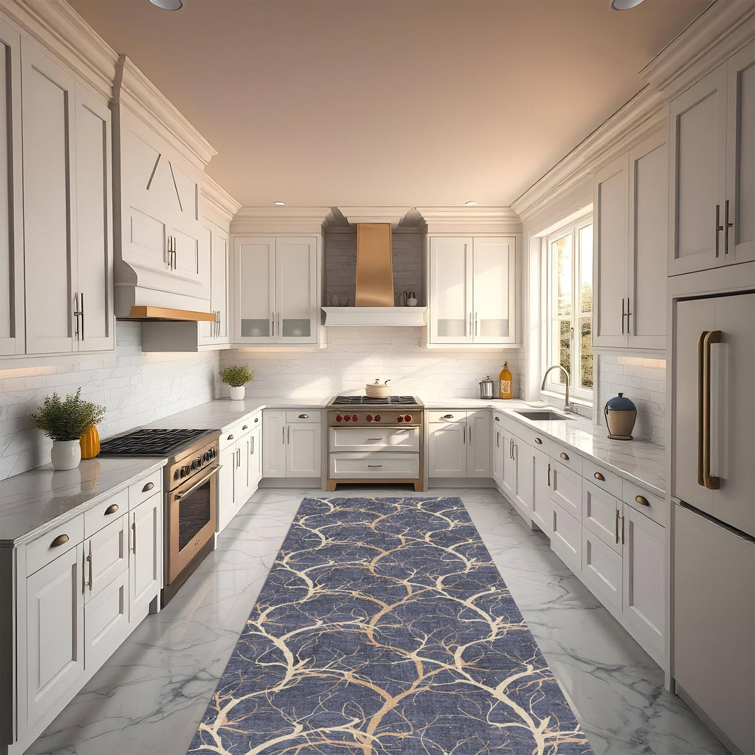 Blue Modern Style Machine Washable Cotton Area Rug - The Rug Decor