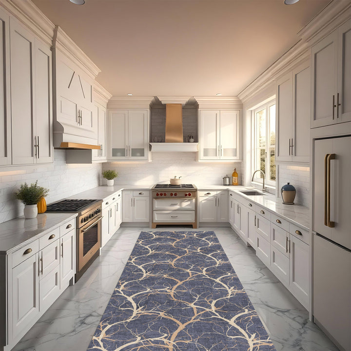 Blue Modern Style Machine Washable Cotton Area Rug - The Rug Decor