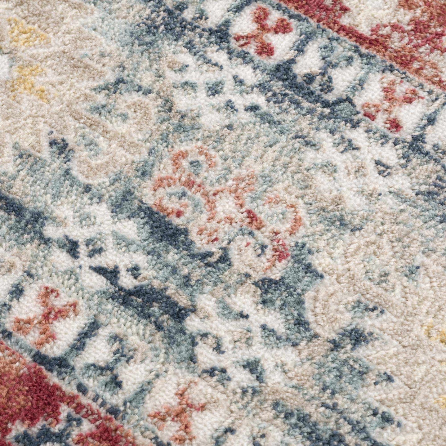 Blue, Rust and Beige Traditional oriental bohemian style area rug - The Rug Decor