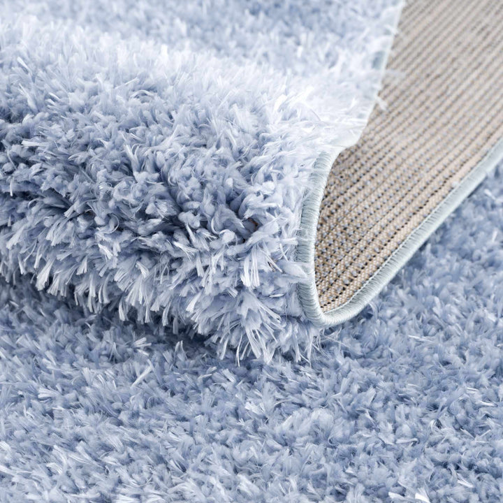 Blue Solid Plush Design Washable Area Rug - The Rug Decor