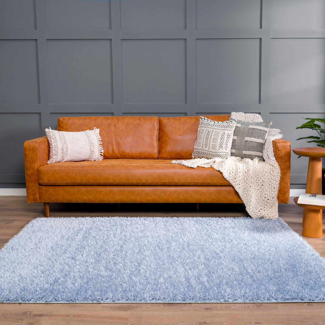 Blue Solid Plush Design Washable Area Rug - The Rug Decor