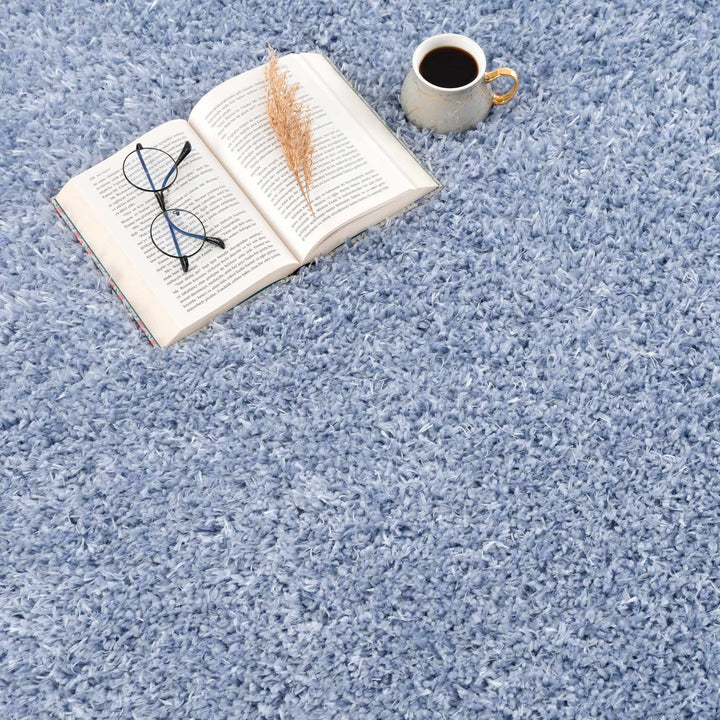 Blue Solid Plush Design Washable Area Rug - The Rug Decor