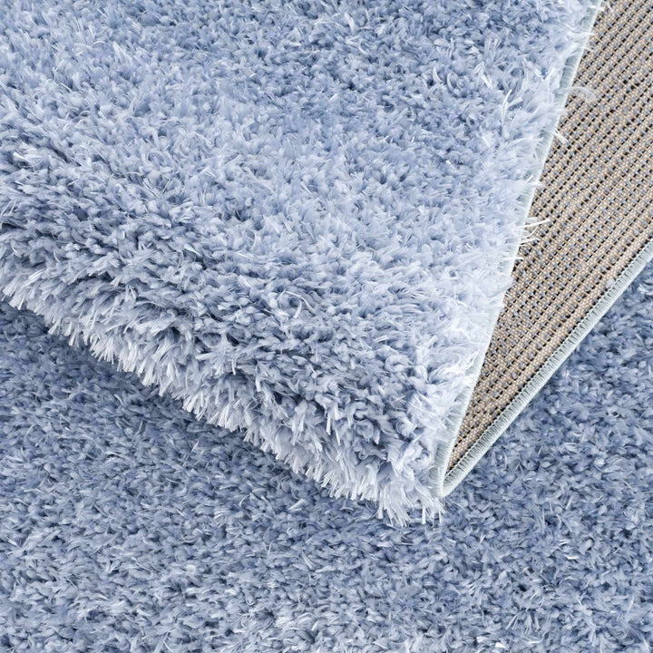 Blue Solid Plush Design Washable Area Rug - The Rug Decor