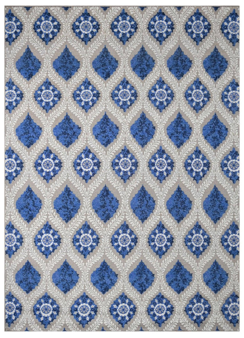 Blue, Tan and Ivory Hand - Knotted Sumac Weave Traditional Ikat Design 8.6x11.6 wool Area Rug - The Rug Decor