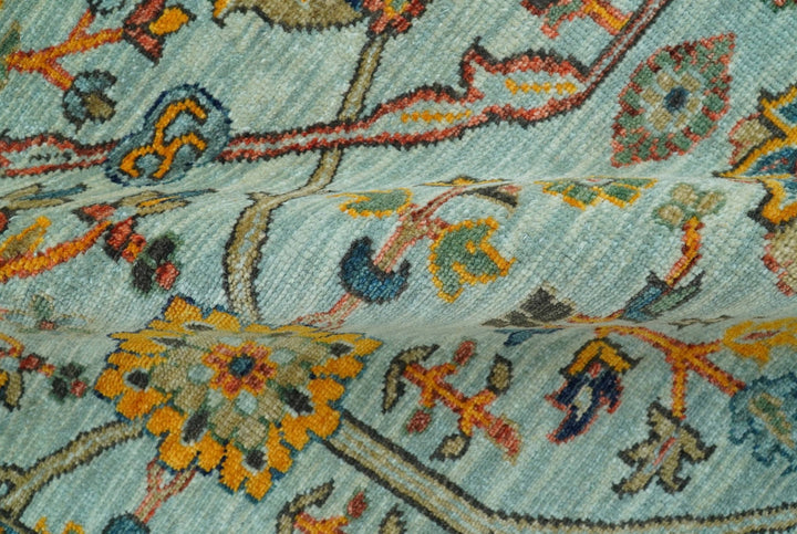 Blue Traditional Turkish knot fine 9.6x12 Hand knotted Wool Area Rug - The Rug Decor