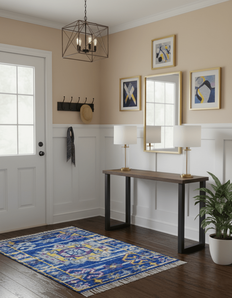 Blue Transitional Design 2x3 Hand knotted Wool Area Rug - The Rug Decor