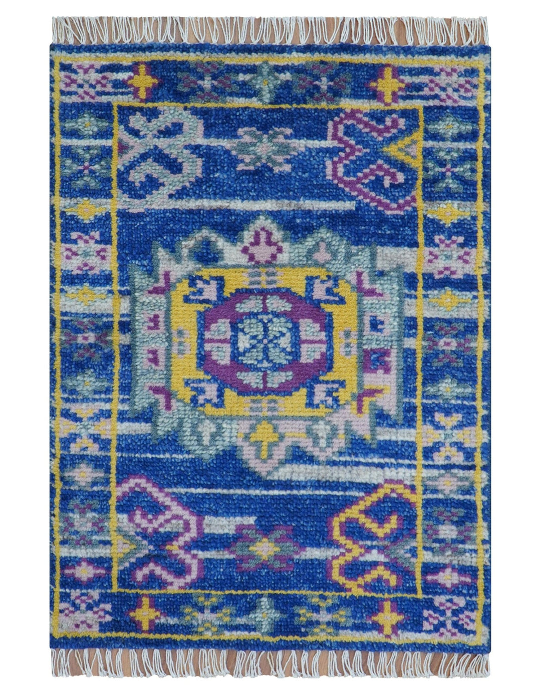 Blue Transitional Design 2x3 Hand knotted Wool Area Rug - The Rug Decor