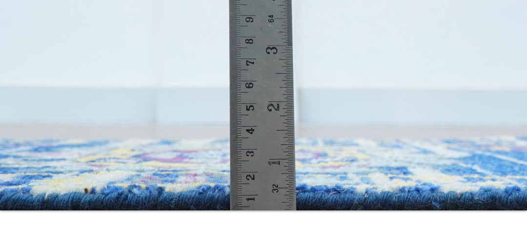 Blue Transitional Design 2x3 Hand knotted Wool Area Rug - The Rug Decor