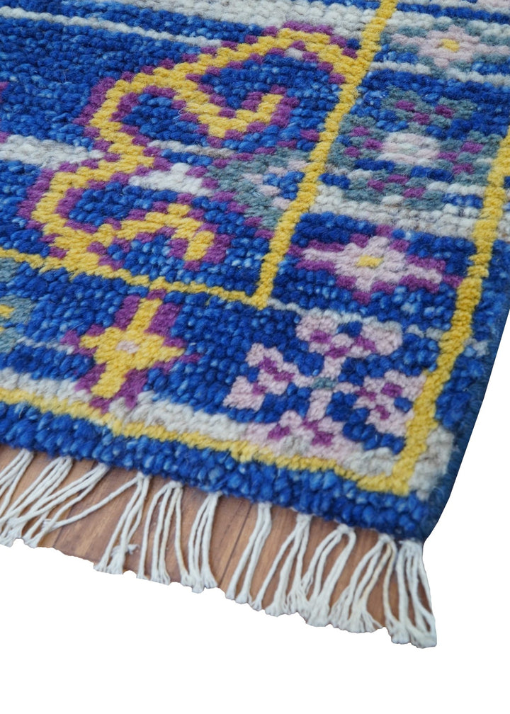 Blue Transitional Design 2x3 Hand knotted Wool Area Rug - The Rug Decor