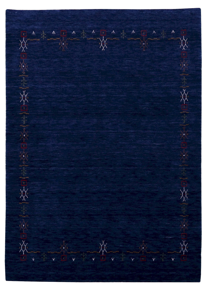 Blue Tribal Border Design Hand Loomed Wool Area Rug - The Rug Decor