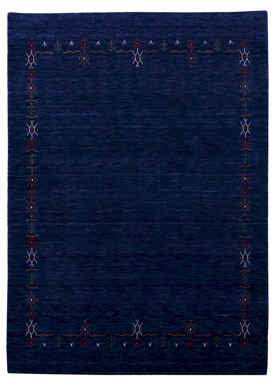 Blue Tribal Border Design Hand Loomed Wool Area Rug - The Rug Decor