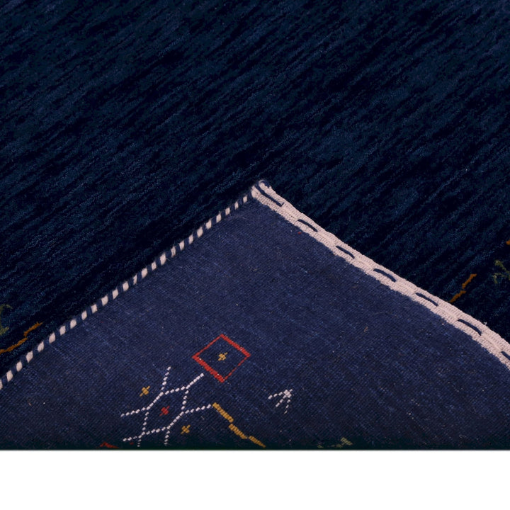 Blue Tribal Border Design Hand Loomed Wool Area Rug - The Rug Decor