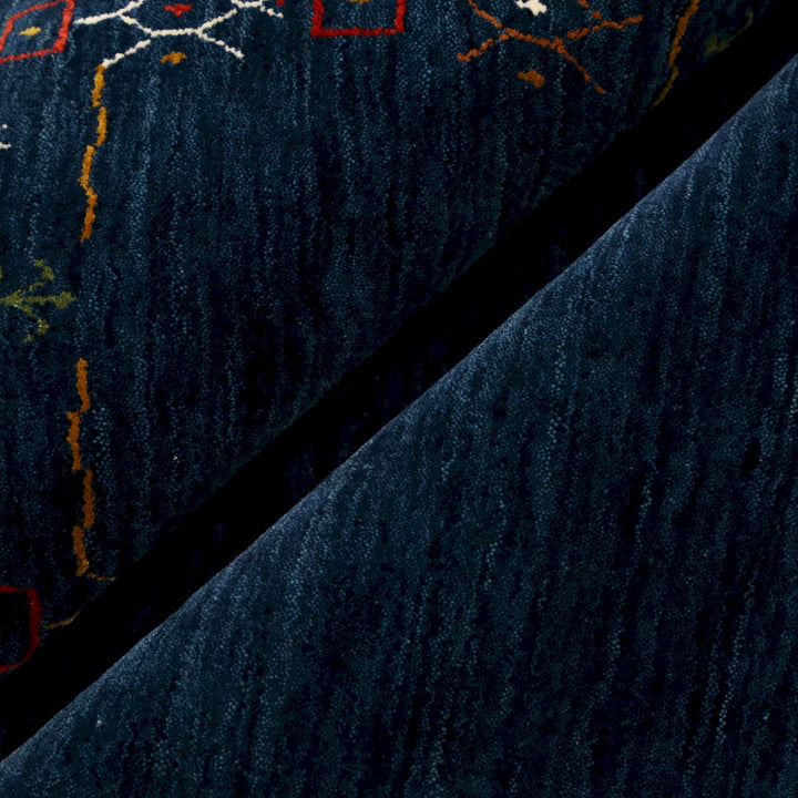 Blue Tribal Border Design Hand Loomed Wool Area Rug - The Rug Decor