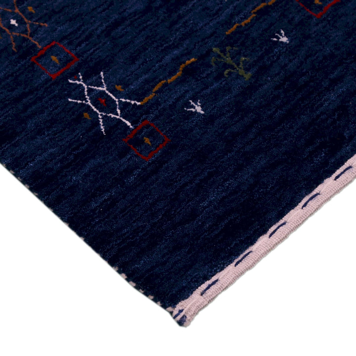 Blue Tribal Border Design Hand Loomed Wool Area Rug - The Rug Decor