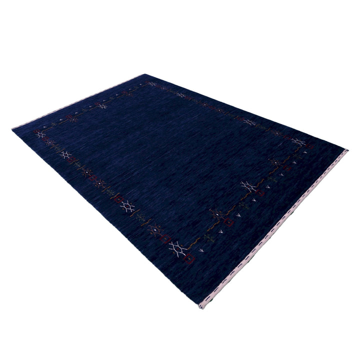 Blue Tribal Border Design Hand Loomed Wool Area Rug - The Rug Decor