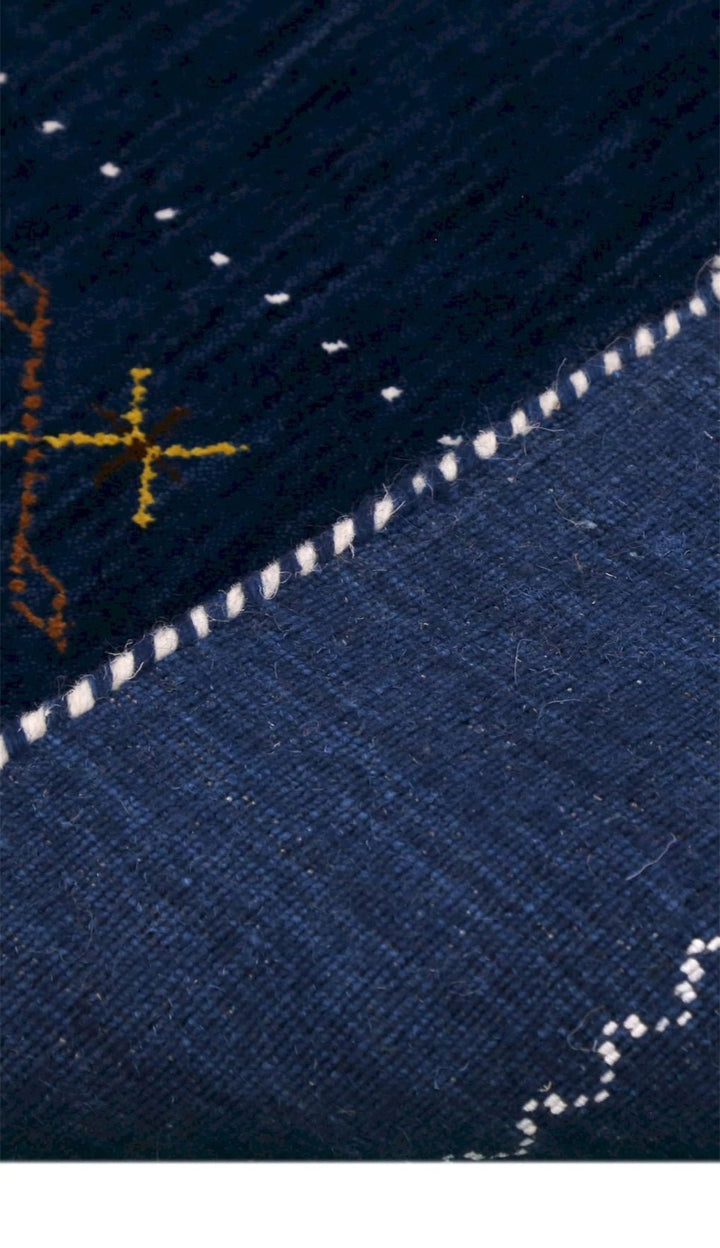 Blue Tribal Border Design Hand Loomed Wool Area Rug - The Rug Decor
