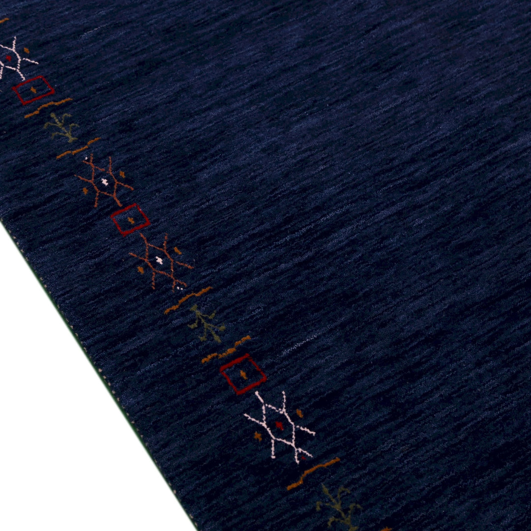 Blue Tribal Border Design Hand Loomed Wool Area Rug - The Rug Decor