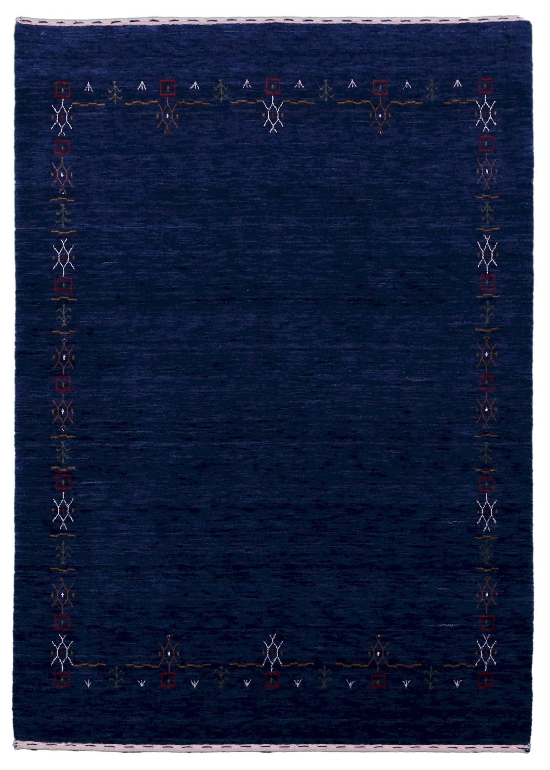 Blue Tribal Border Design Hand Loomed Wool Area Rug - The Rug Decor