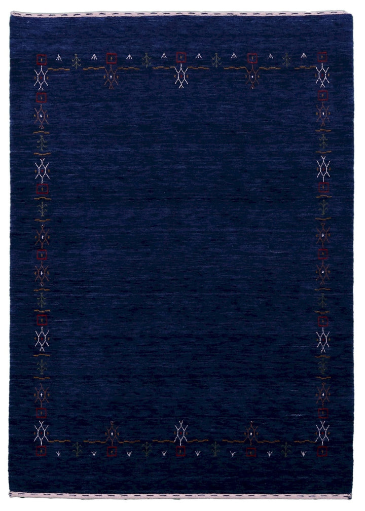 Blue Tribal Border Design Hand Loomed Wool Area Rug - The Rug Decor