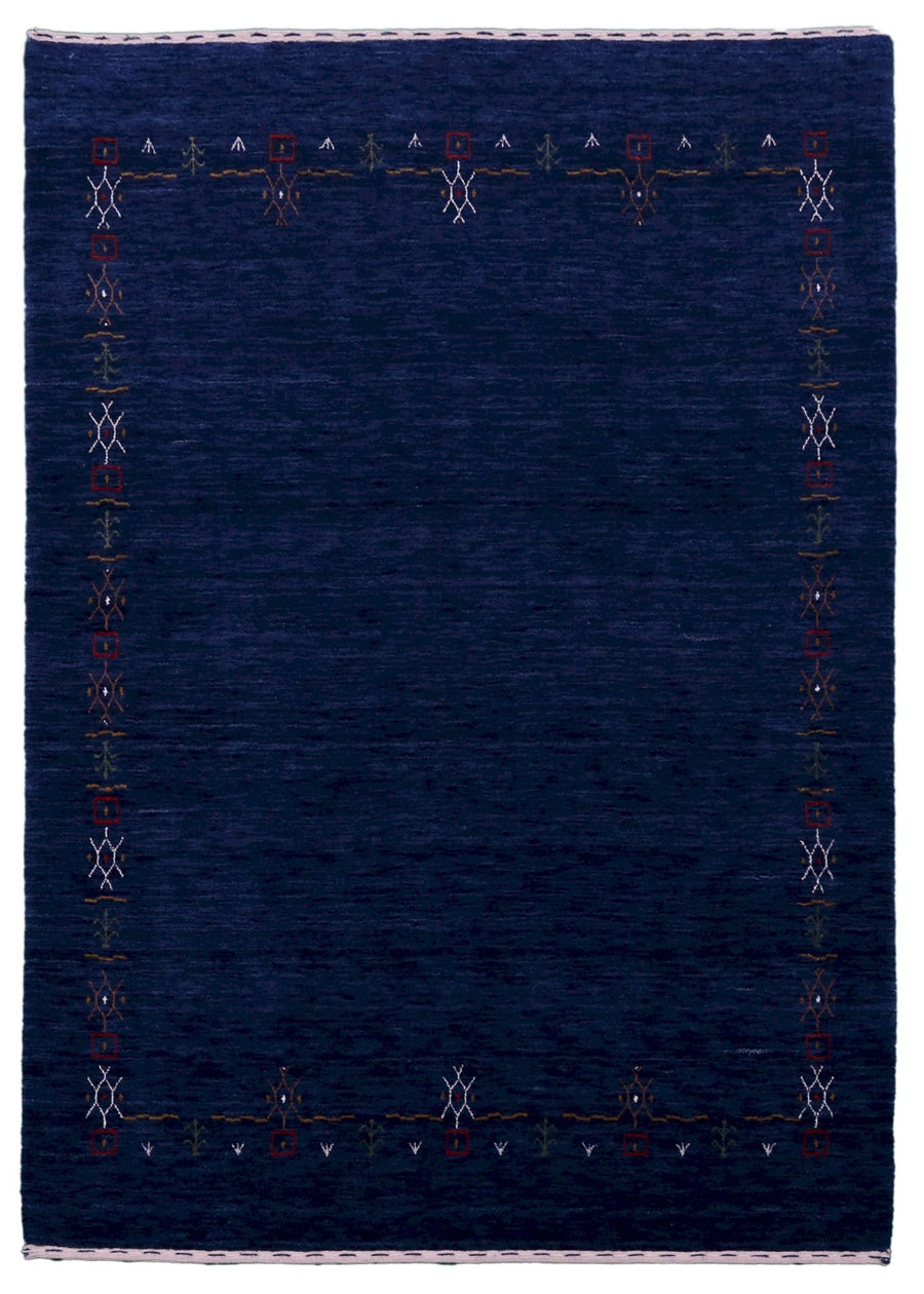 Blue Tribal Border Design Hand Loomed Wool Area Rug - The Rug Decor