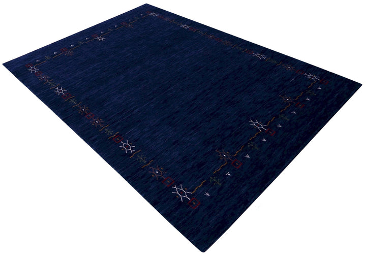 Blue Tribal Border Design Hand Loomed Wool Area Rug - The Rug Decor