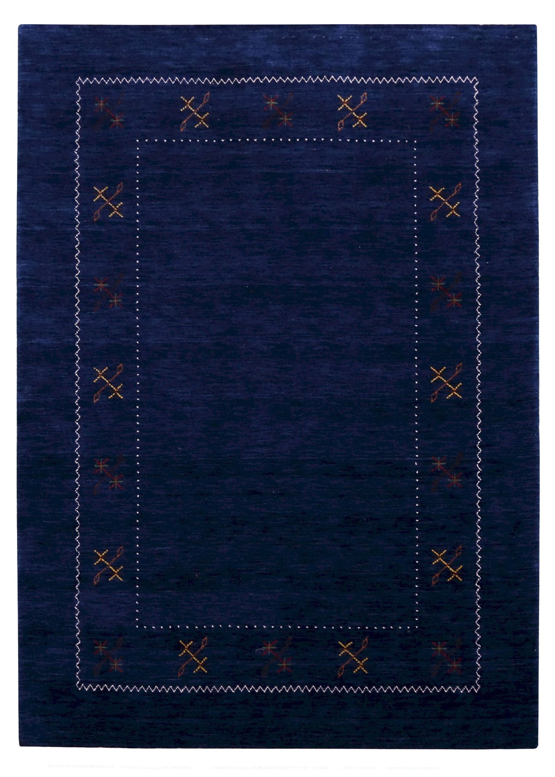 Blue Tribal Border Design Hand Loomed Wool Area Rug - The Rug Decor