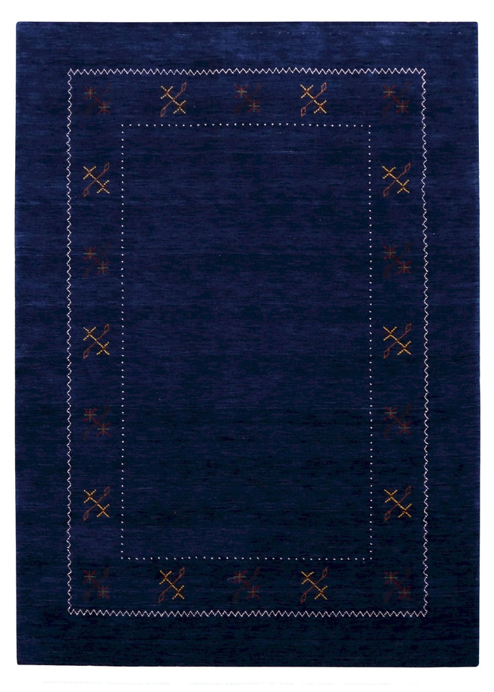 Blue Tribal Border Design Hand Loomed Wool Area Rug - The Rug Decor