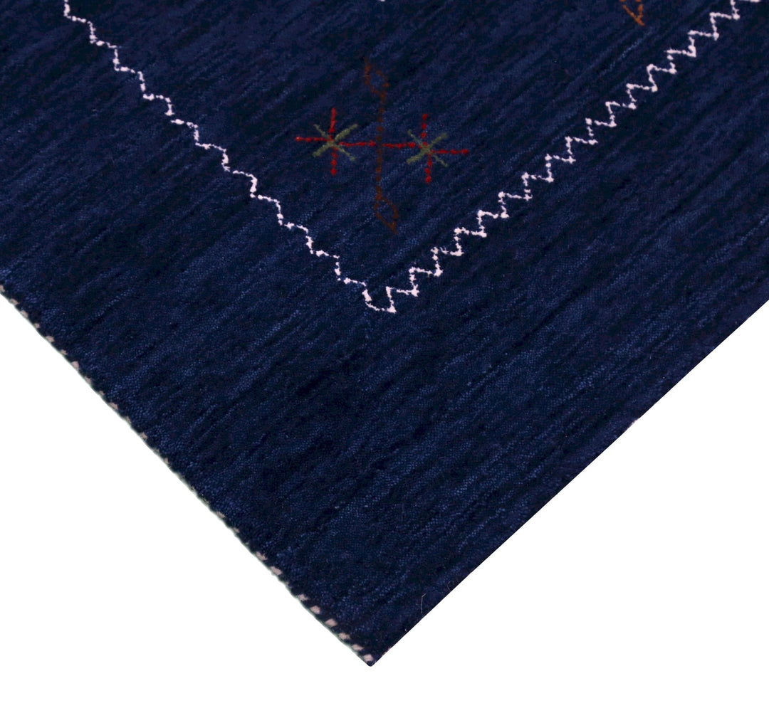 Blue Tribal Border Design Hand Loomed Wool Area Rug - The Rug Decor