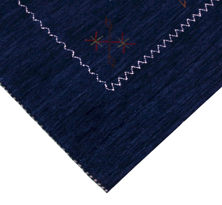 Blue Tribal Border Design Hand Loomed Wool Area Rug - The Rug Decor