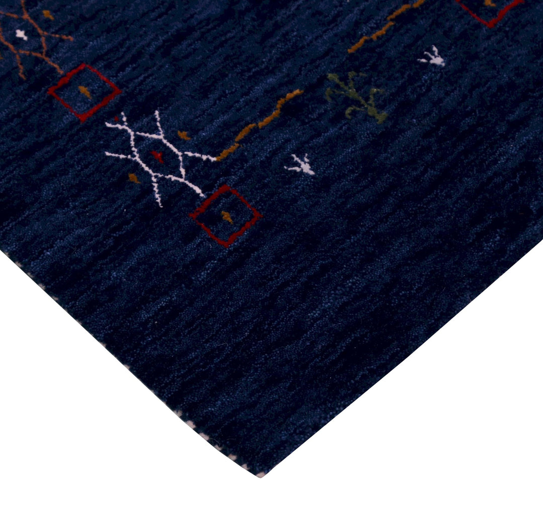 Blue Tribal Border Design Hand Loomed Wool Area Rug - The Rug Decor