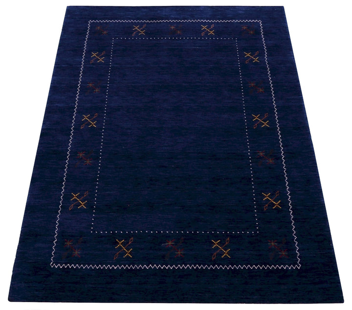 Blue Tribal Border Design Hand Loomed Wool Area Rug - The Rug Decor