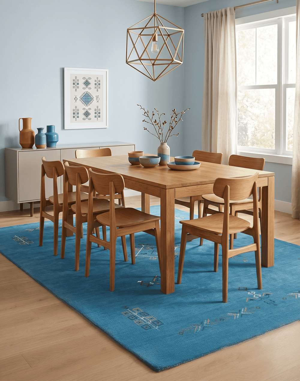 Blue Tribal Center Medallion Design Hand Loomed Wool Area Rug - The Rug Decor