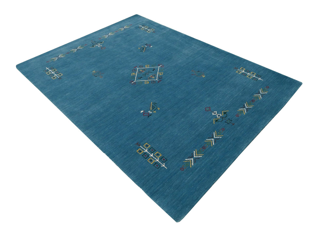 Blue Tribal Center Medallion Design Hand Loomed Wool Area Rug - The Rug Decor