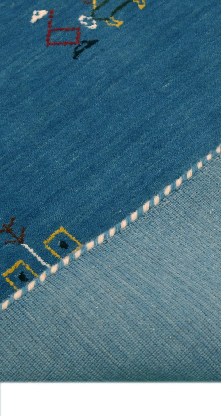 Blue Tribal Center Medallion Design Hand Loomed Wool Area Rug - The Rug Decor