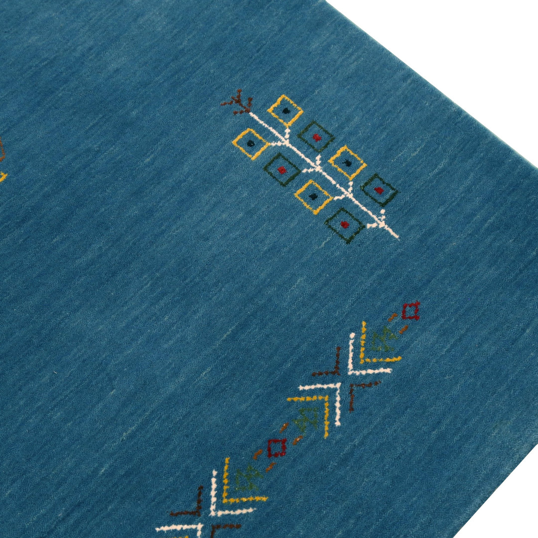 Blue Tribal Center Medallion Design Hand Loomed Wool Area Rug - The Rug Decor