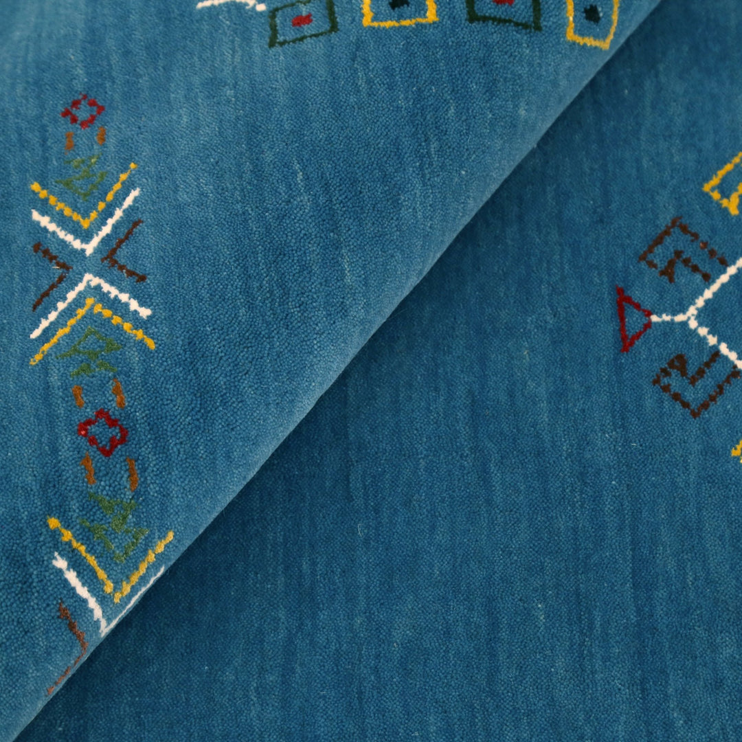 Blue Tribal Center Medallion Design Hand Loomed Wool Area Rug - The Rug Decor