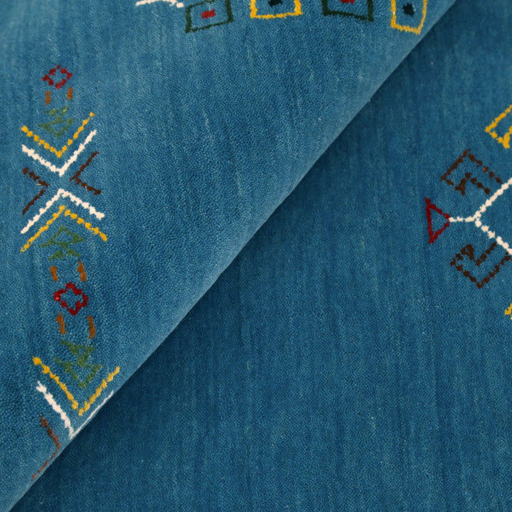 Blue Tribal Center Medallion Design Hand Loomed Wool Area Rug - The Rug Decor