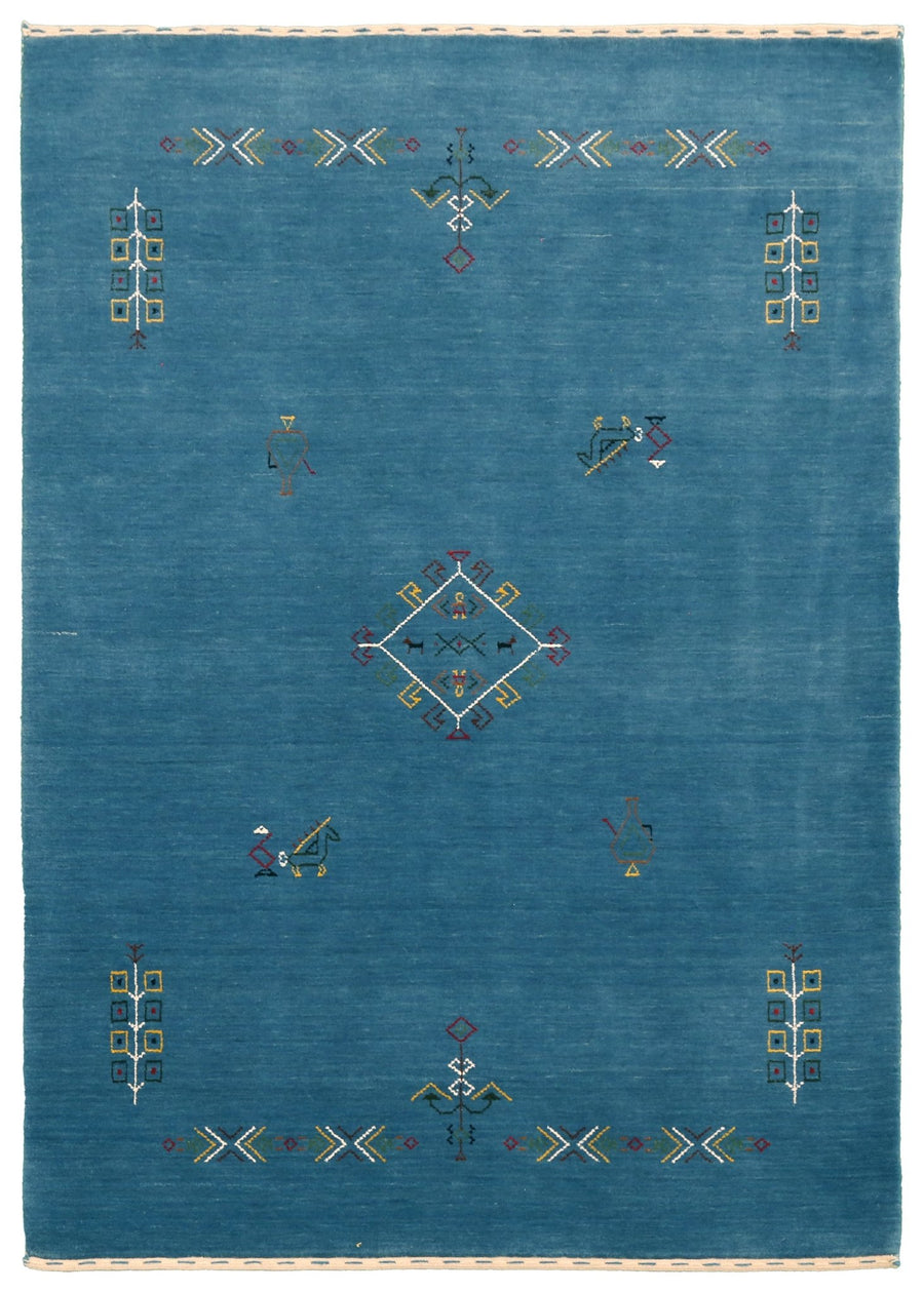 Blue Tribal Center Medallion Design Hand Loomed Wool Area Rug - The Rug Decor
