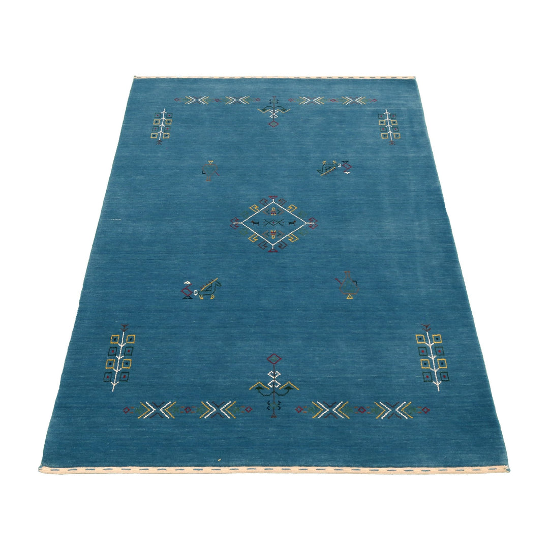 Blue Tribal Center Medallion Design Hand Loomed Wool Area Rug - The Rug Decor